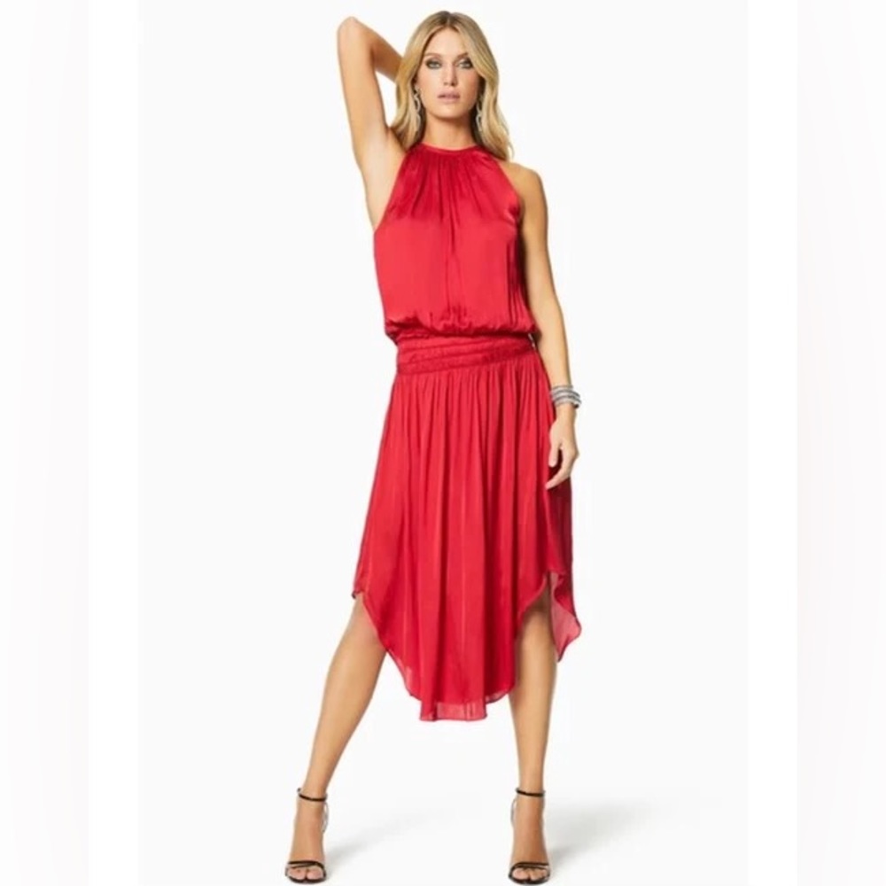 Ramy Brook Red Halter High Low Cocktail Dress
